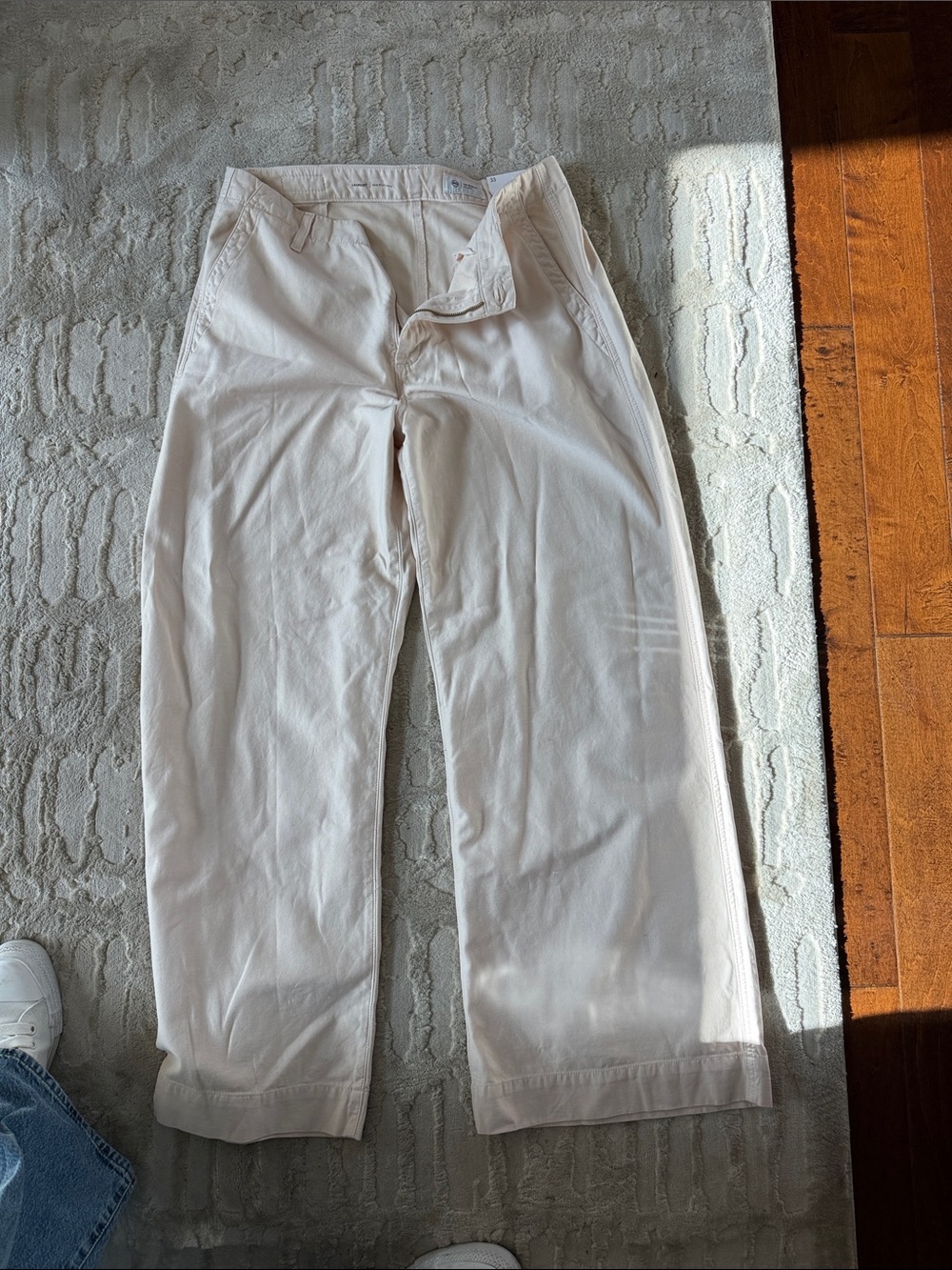 Ag Adriano Goldschmied Wide Leg Pants in Light Cream